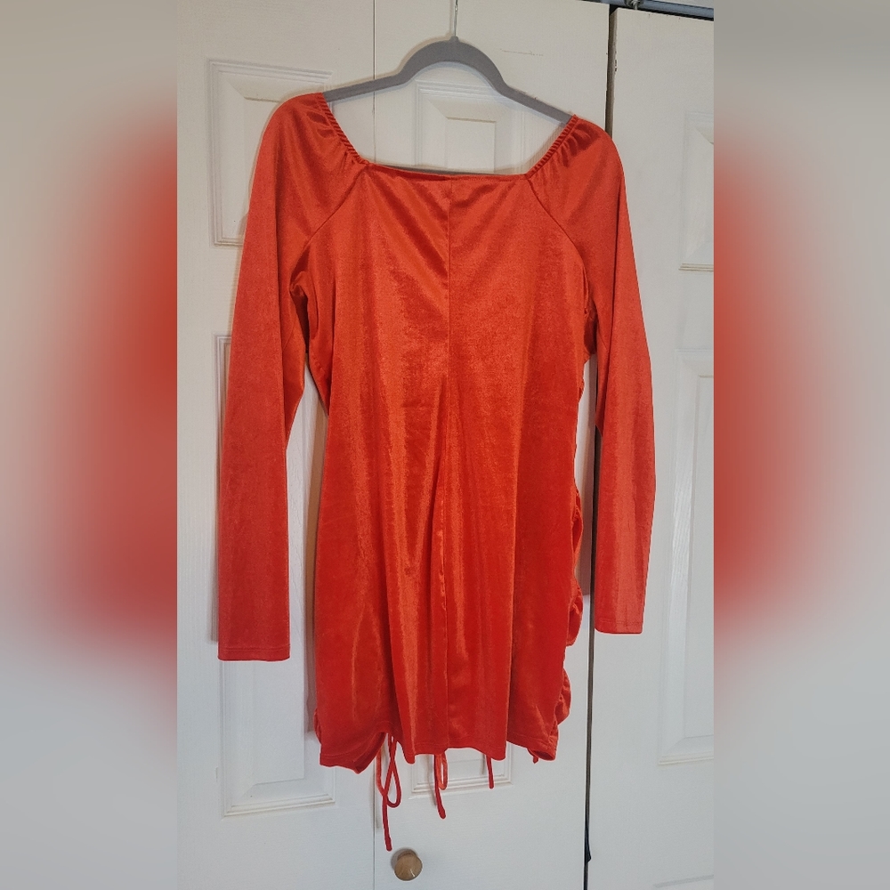 Juniors XXL Red Velvet Double Ruched Party Dress - Picture 4 of 5